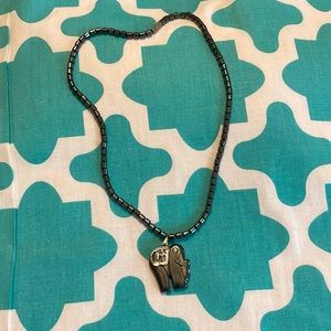 Beaded Onyx Elephant Necklace